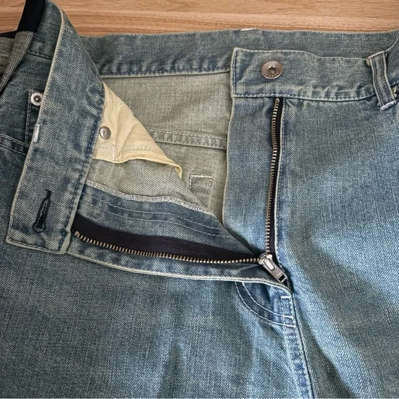 SACAI DENIM SHORTS sz 2 S-M Blue Jeans High Waist Skort Raw Hem - Picture 9 of 15